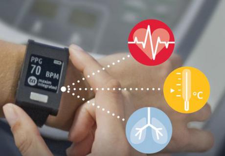 ECG-, puls- og temperaturmåling i et armbånd