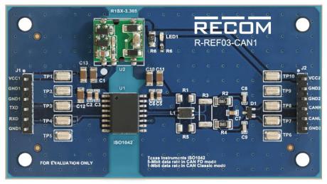 Referenceboard for isoleret ISO1042 CAN transceiver 