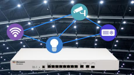 Otte-ports switch til EEE 802.3bt Power over Ethernet (PoE)