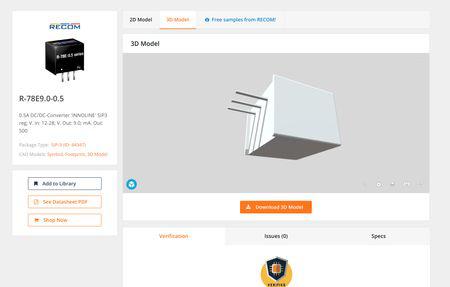 RECOM lancerer nye digitale modeller på SnapEDA