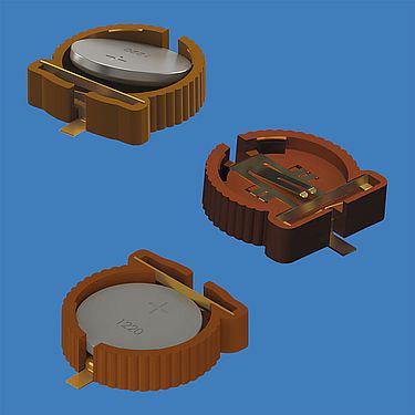 Vibrationsbeskyttet CR1220 batteriholder til direkte PCB-montage.