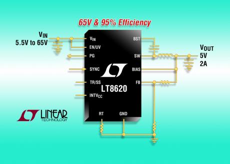 Synkron step-down switching regulator opererer med 95 procent effektivitet