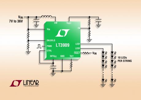 LED-driver kan drive to strenge med 10 LEDs