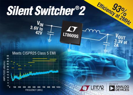 'Silent Switcher' med 93 procent effektivitet og ultralave EMI/EMC emissioner 