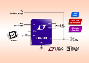 MOSFET driver kan operere med 100 procent duty cycle